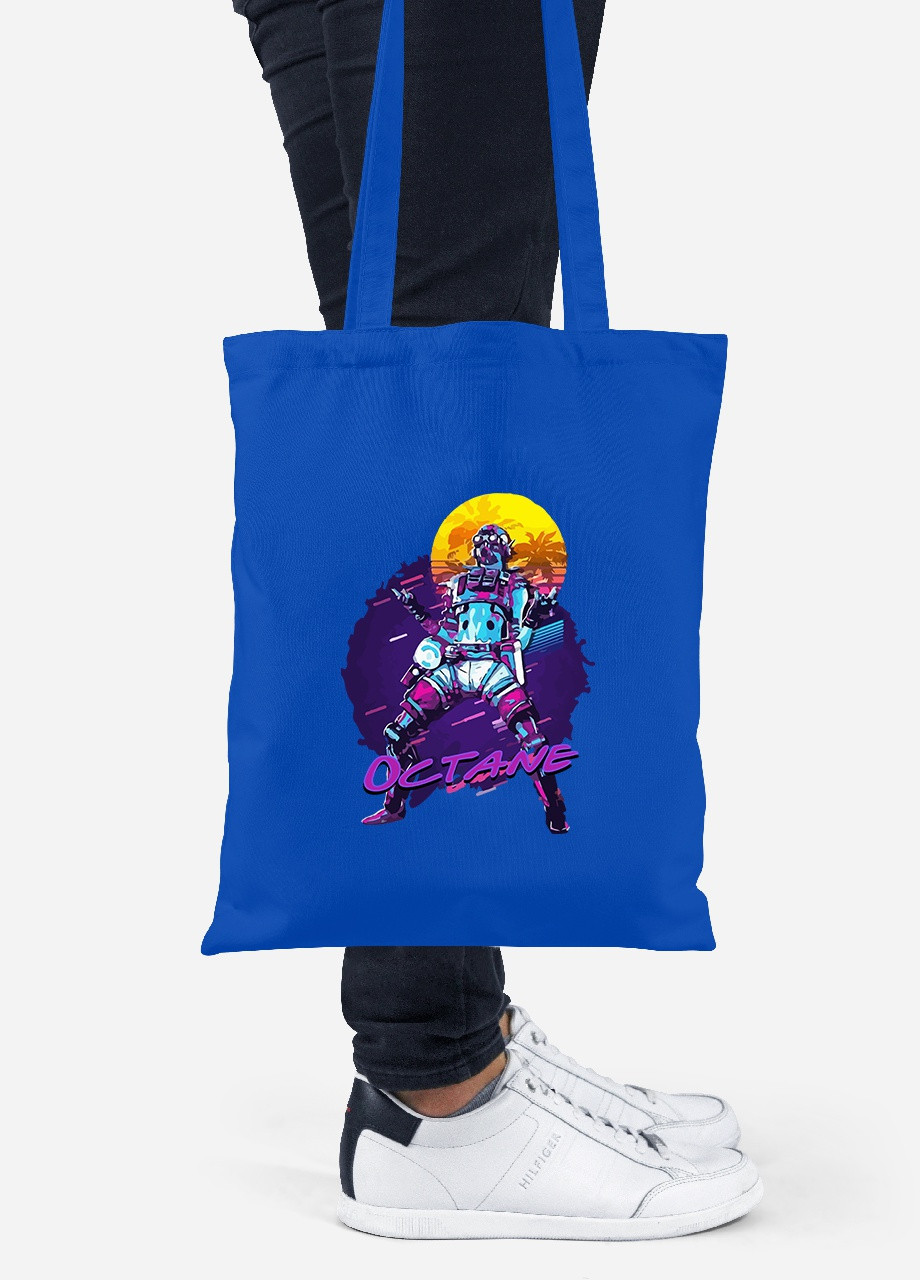 Эко сумка шопер Апекс леджендс Октейн неон (Octane poster Apex Legends) (92102-3497-SK) голубая MobiPrint lite (256944800)