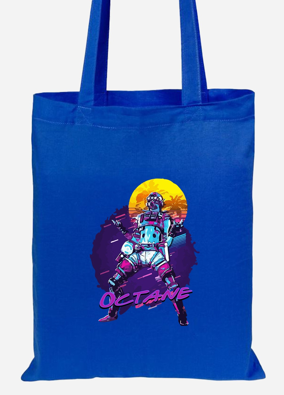 Эко сумка шопер Апекс леджендс Октейн неон (Octane poster Apex Legends) (92102-3497-SK) голубая MobiPrint lite (256944800)