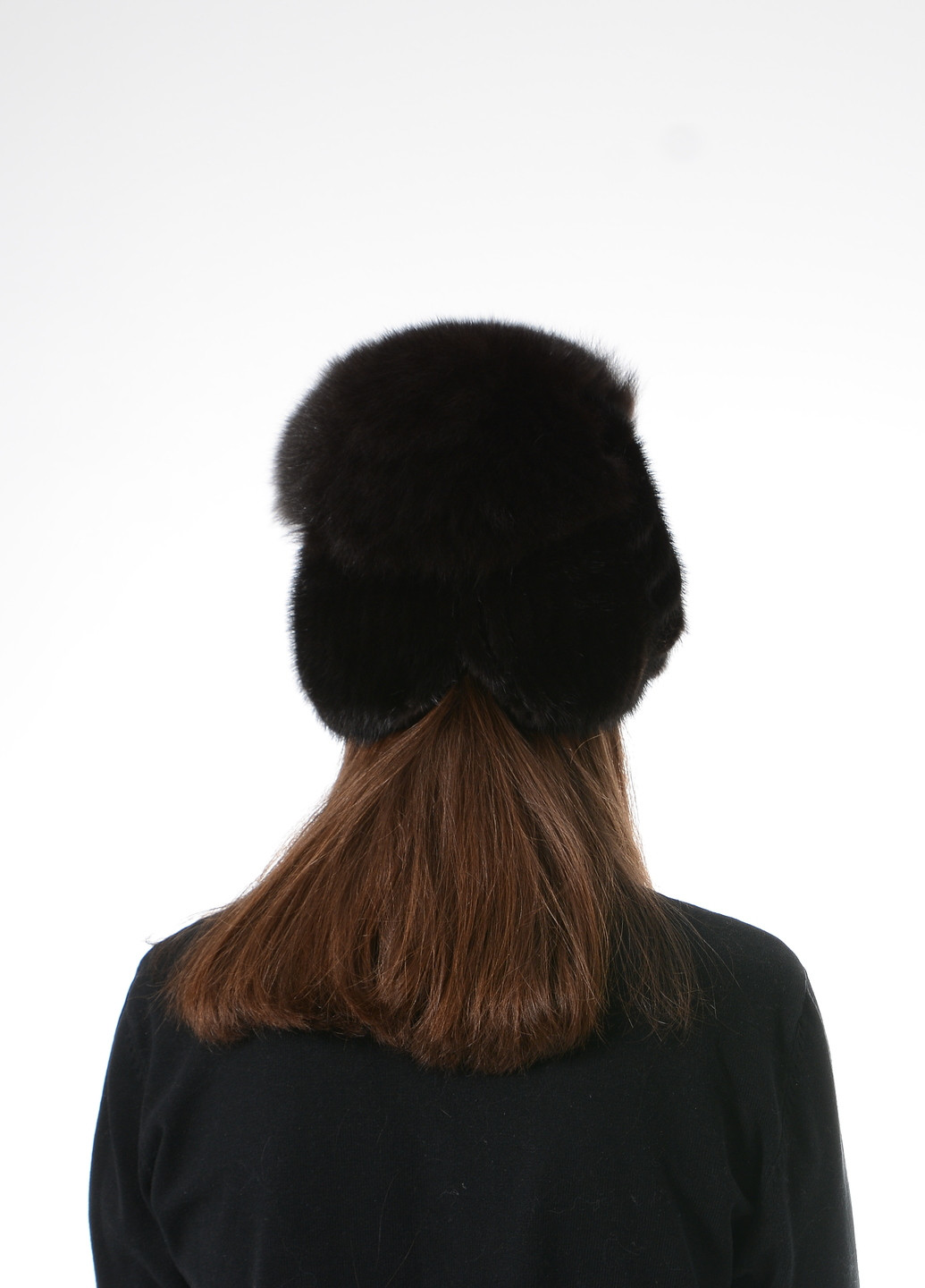 В'язана жіноча норкова шапка з помпоном. Меховой Стиль спираль (256943226)