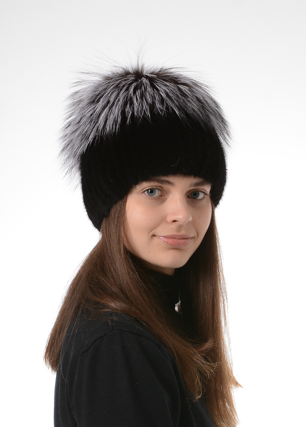 Женская вязаная шапка из натурального меха норки Меховой Стиль звездочка (256943238)