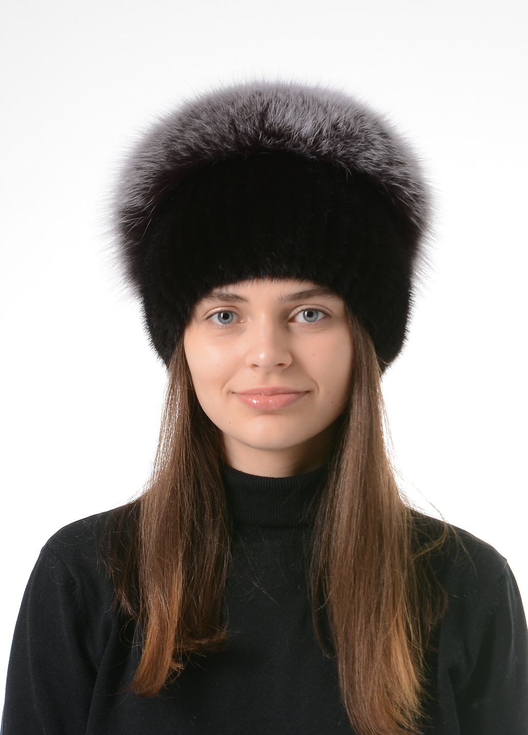 Жіноча зимова в'язана шапка з хутра норки Меховой Стиль стрекоза (256979402)