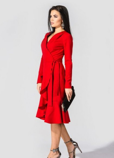 Красное платье на запах элона TessDress