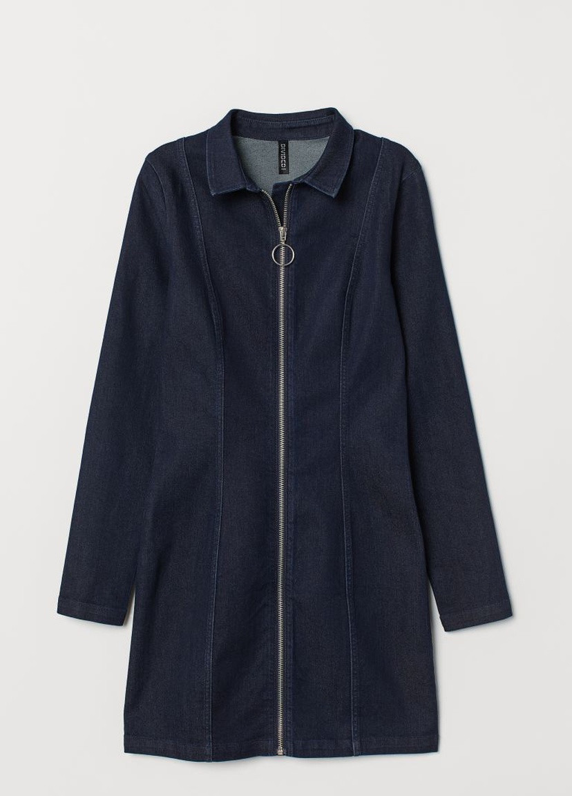 Синее джинсовое платье джинсовое H&M однотонное