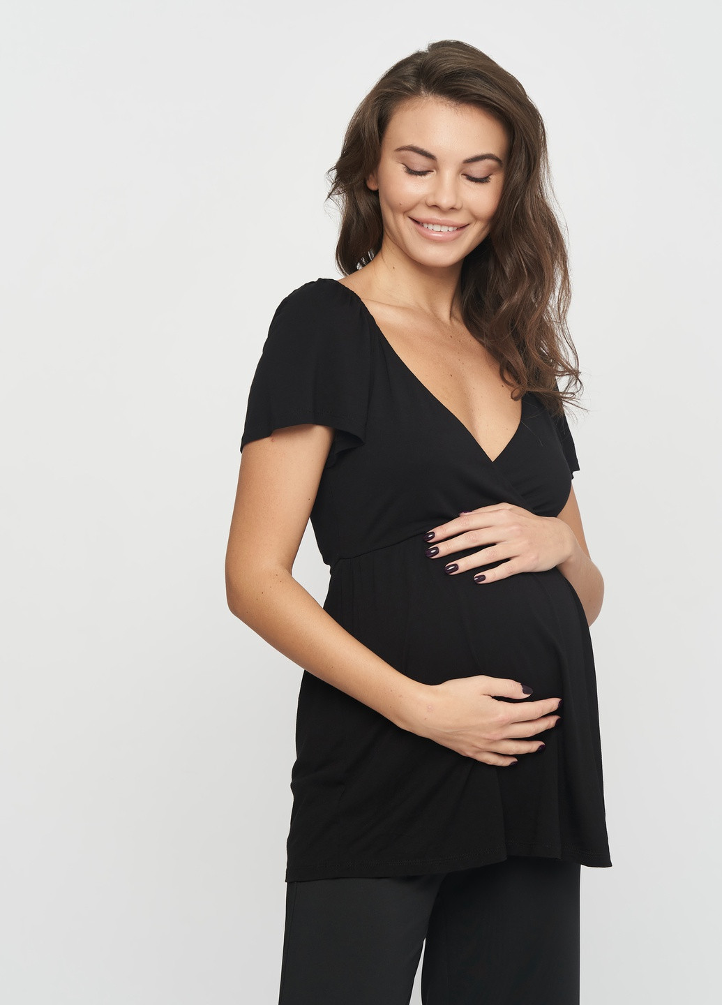 Черная летняя блуза для беременных H&M