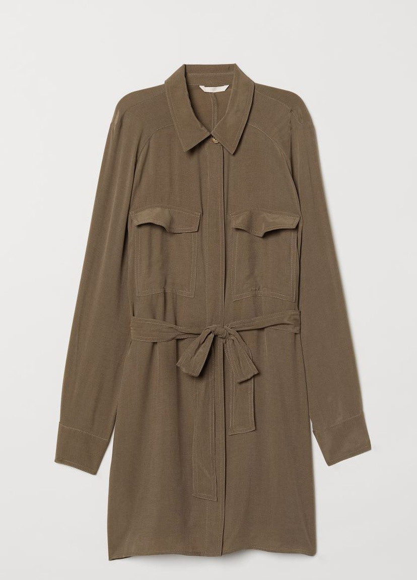 Хаки блуза удлиненная H&M