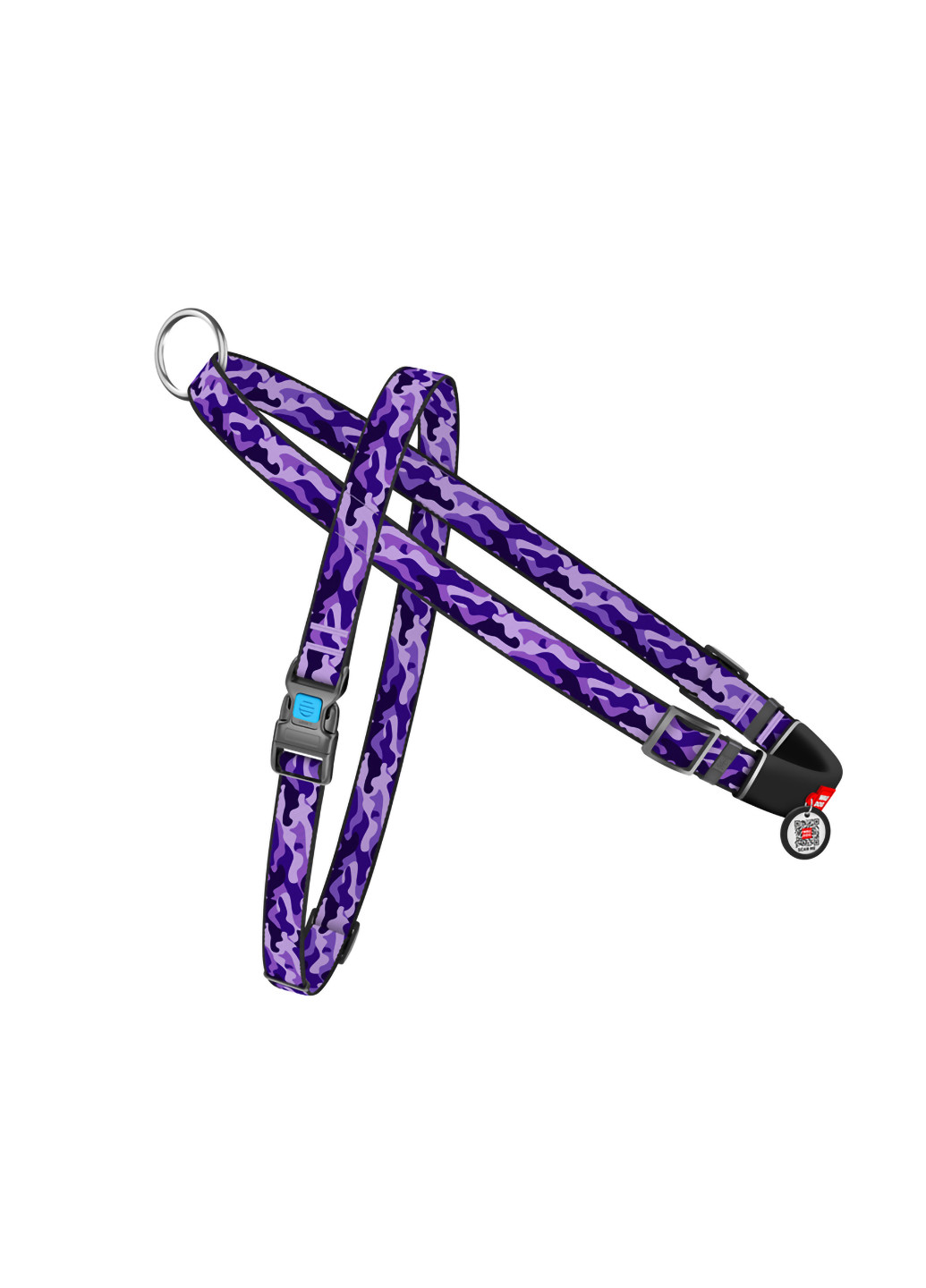 Шлея для собак швидкознімний з QR паспортом, малюнок "Фіолетовий камо" L WAUDOG (257047890)
