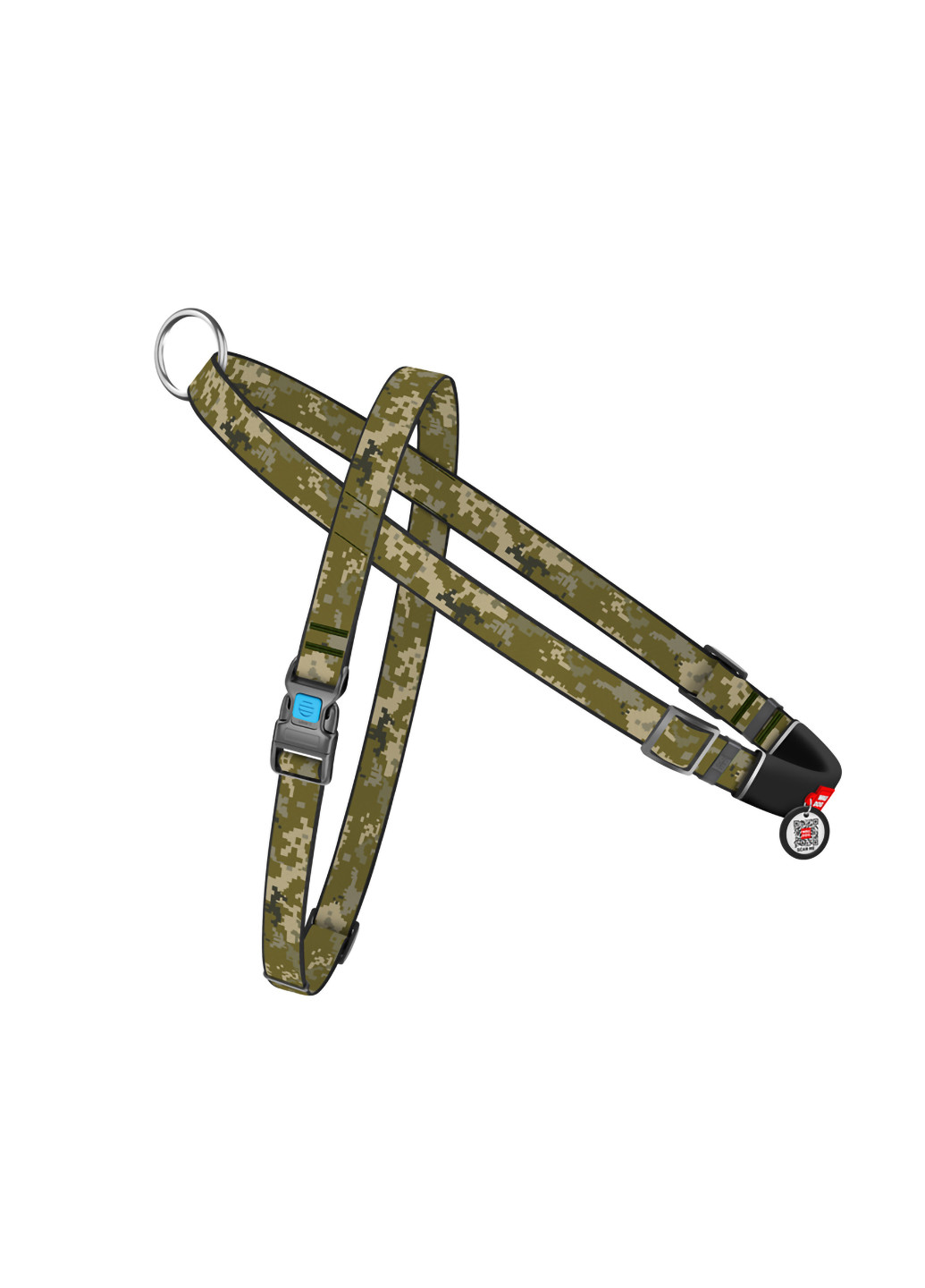 Шлея для собак быстросъемная с QR-паспортом, рисунок "Милитари" M WAUDOG (257047799)