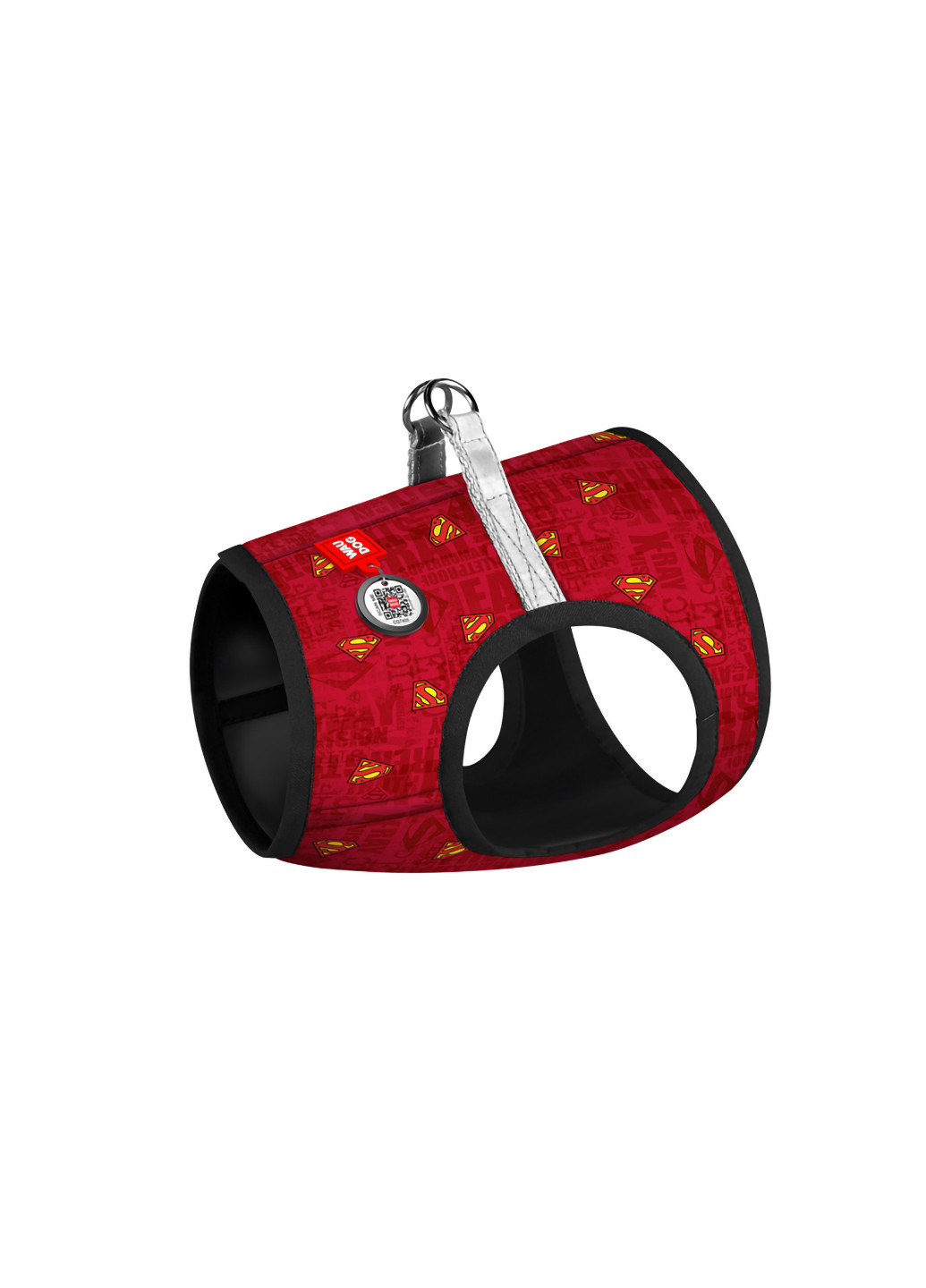 Шлея для собак мягкая c QR паспортом, рисунок "Супермен красный" XS1 WAUDOG (257050317)