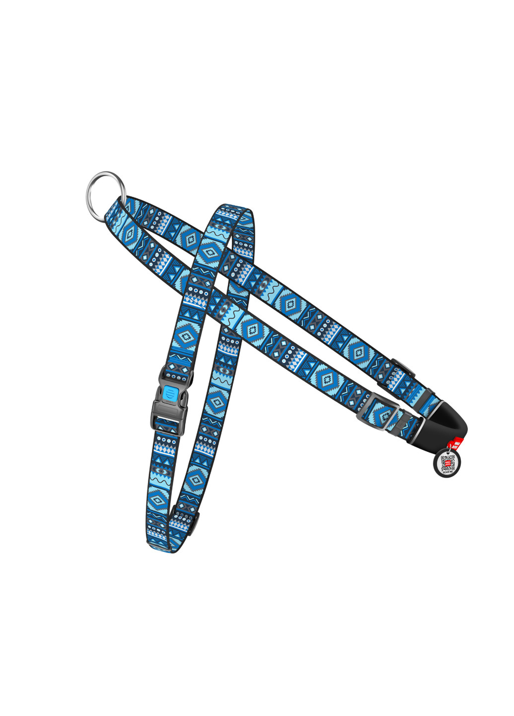 Шлея для собак швидкознімний з QR паспортом, малюнок "Етно синій" L WAUDOG (257050309)