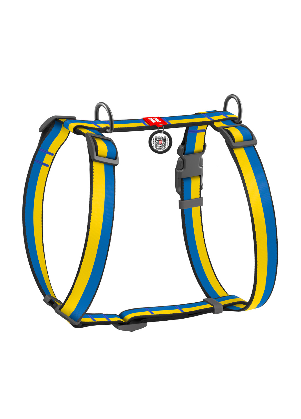 Шлея для собак анатомическая H-образная с QR-паспортом, рисунок "Colors of freedom" M WAUDOG (257047809)