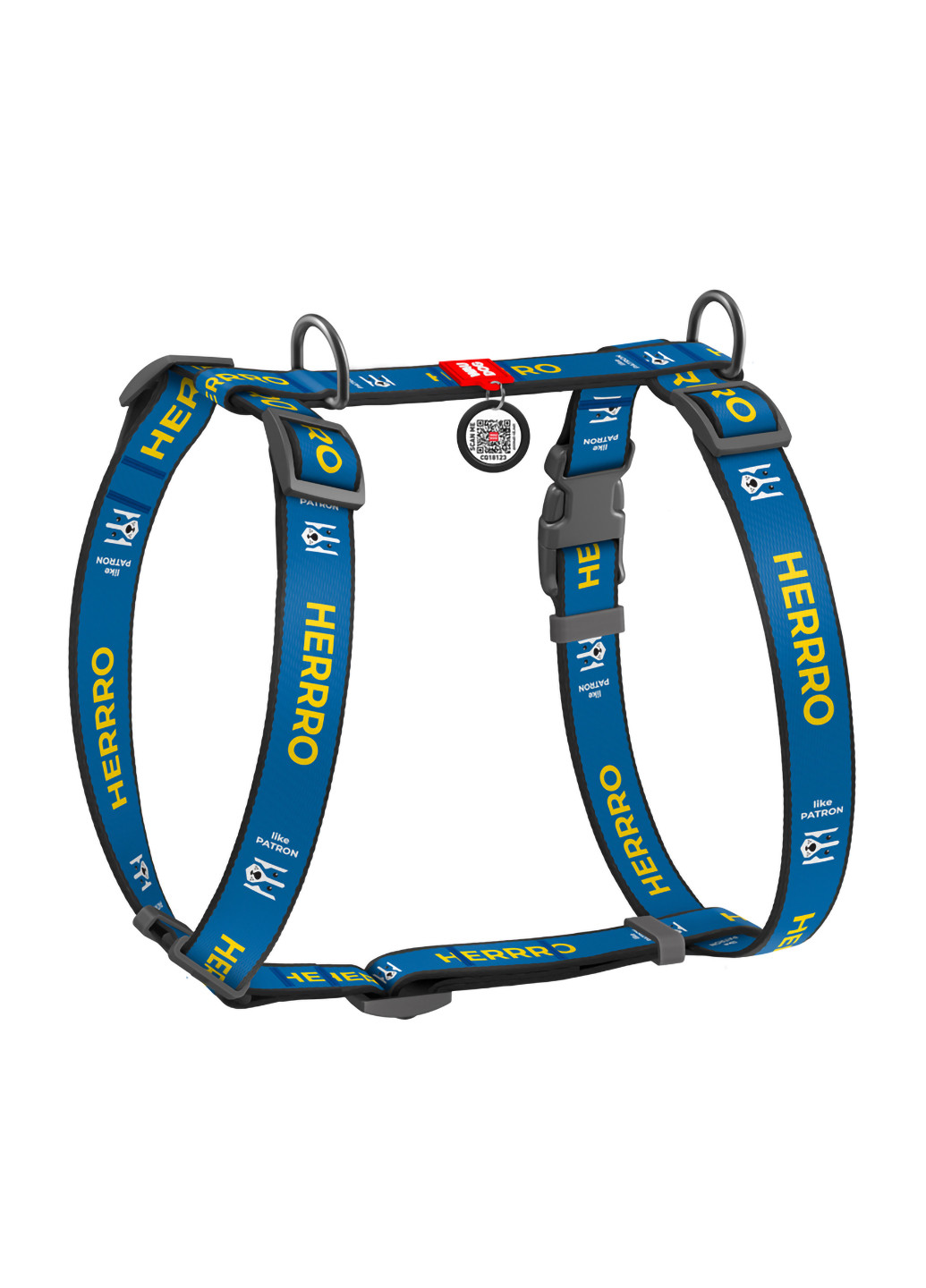 Шлея для собак анатомическая H-образная с QR-паспортом, рисунок "Патрон" L WAUDOG (257050319)