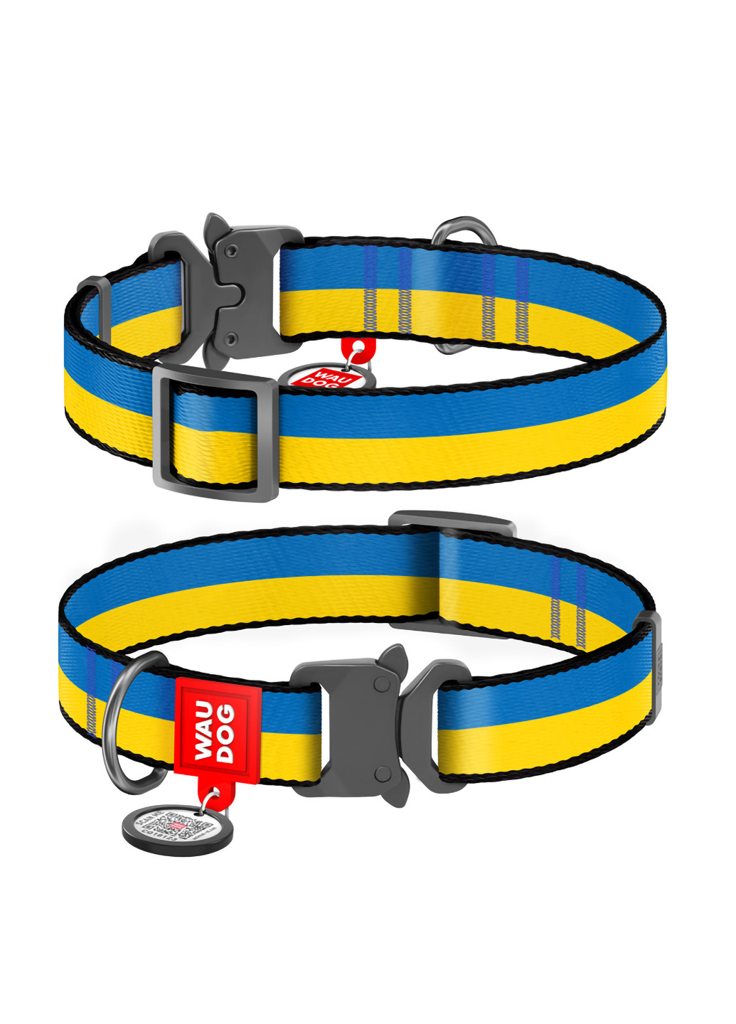 Ошейник для собак нейлоновый c QR паспортом, рисунок "Colors of freedom" XL WAUDOG (257050011)