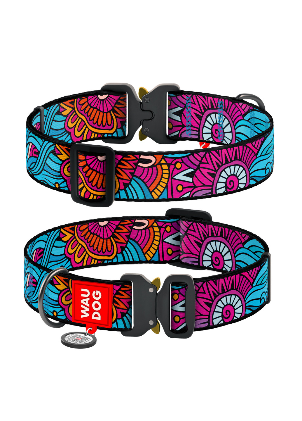 Нашийник для собак нейлоновий з QR паспортом, малюнок "Літо" XXL WAUDOG (257048320)