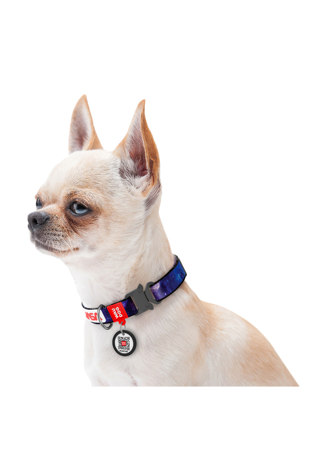 Нашийник для собак нейлоновий з QR-паспортом, малюнок "NASA21" L WAUDOG (257048155)