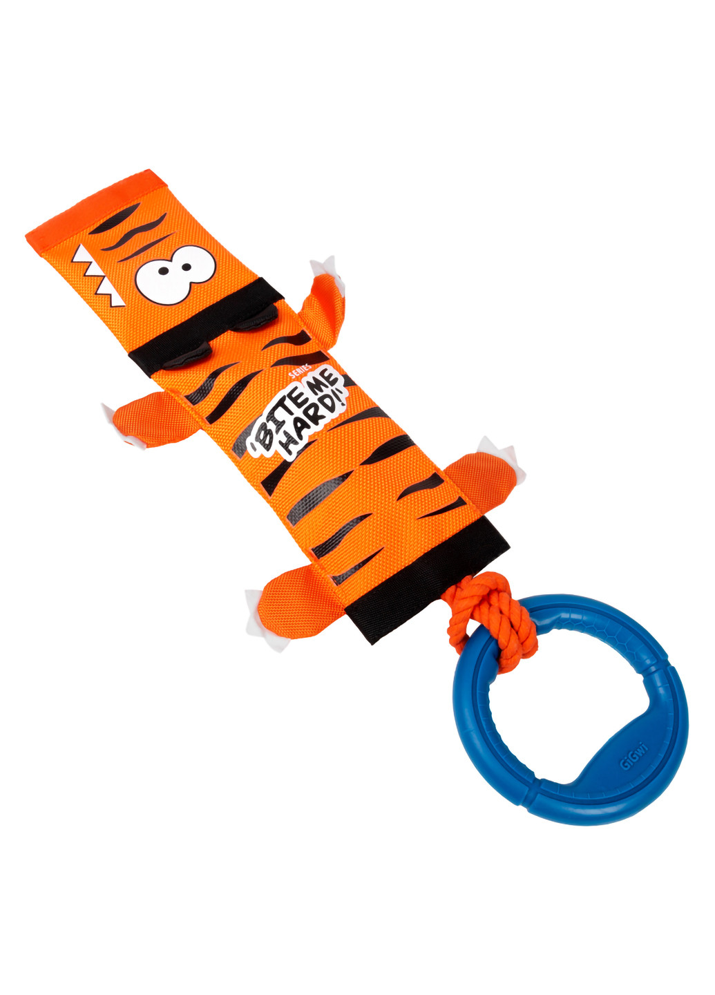 Игрушка для собак Тигр на веревке с ручкой с пищалкой 55 см GiGwi (257048756)