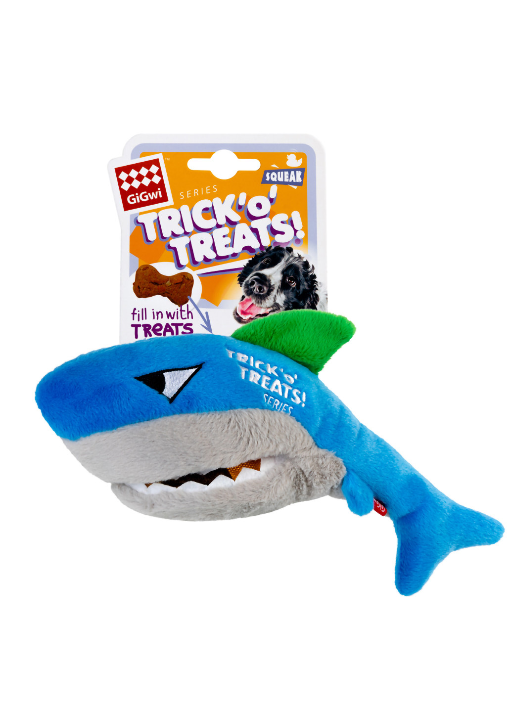 Игрушка для собак Акула для лакомств с пищалкой 30 см GiGwi (257046736)