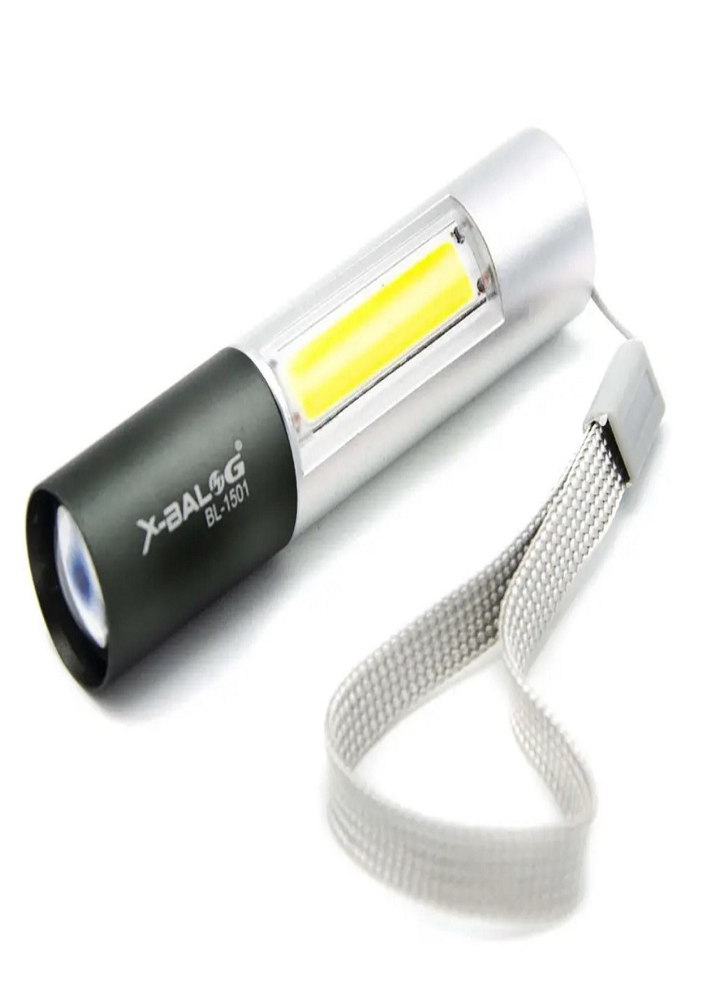Ручной аккумуляторный фонарь 2в1 с USB зарядкой BL 1501 с боковым светом и кейсом Серый VTech (257033299)