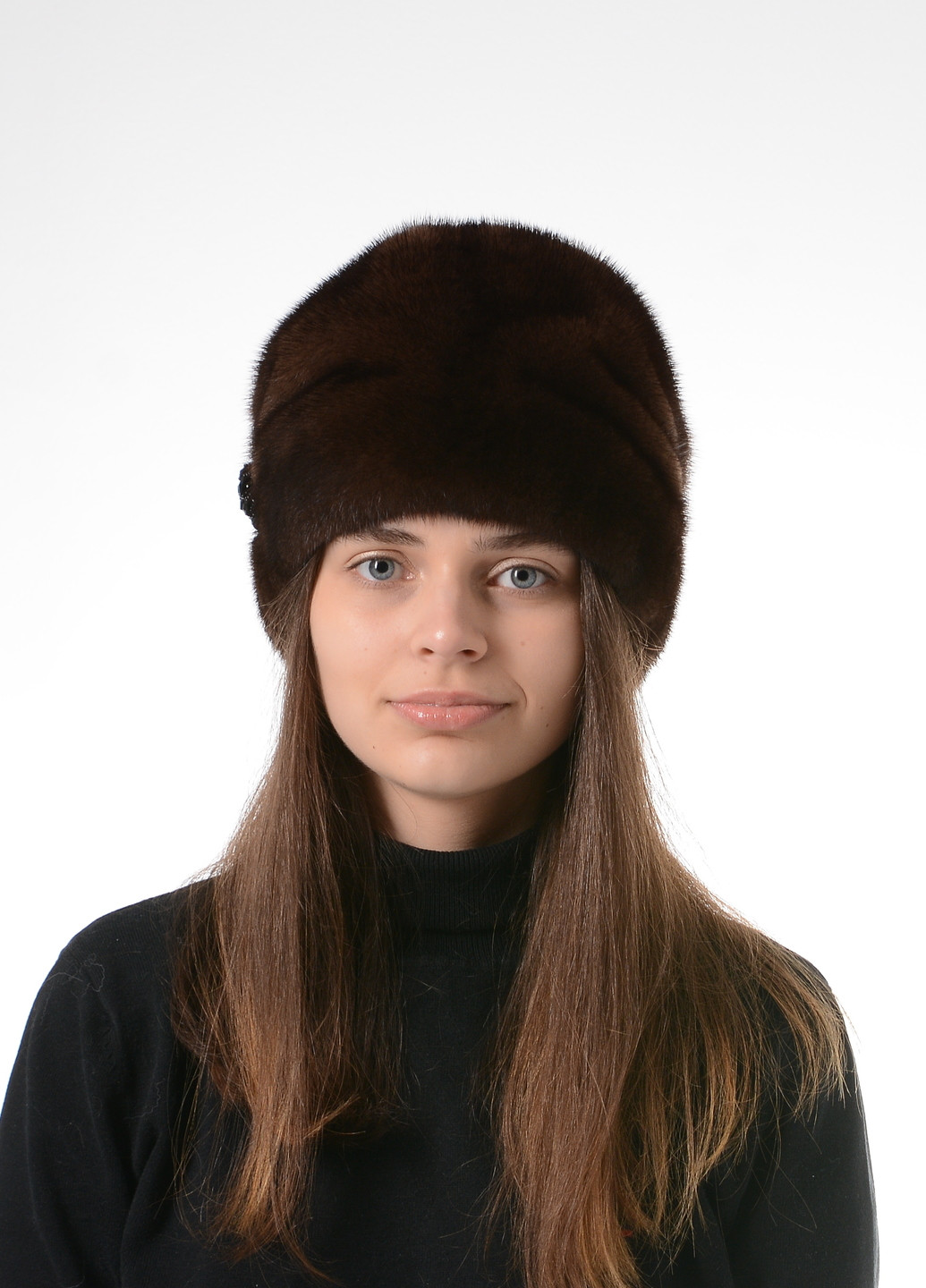 Зимняя женская шапка из цельного меха норки Меховой Стиль камелия (257034174)