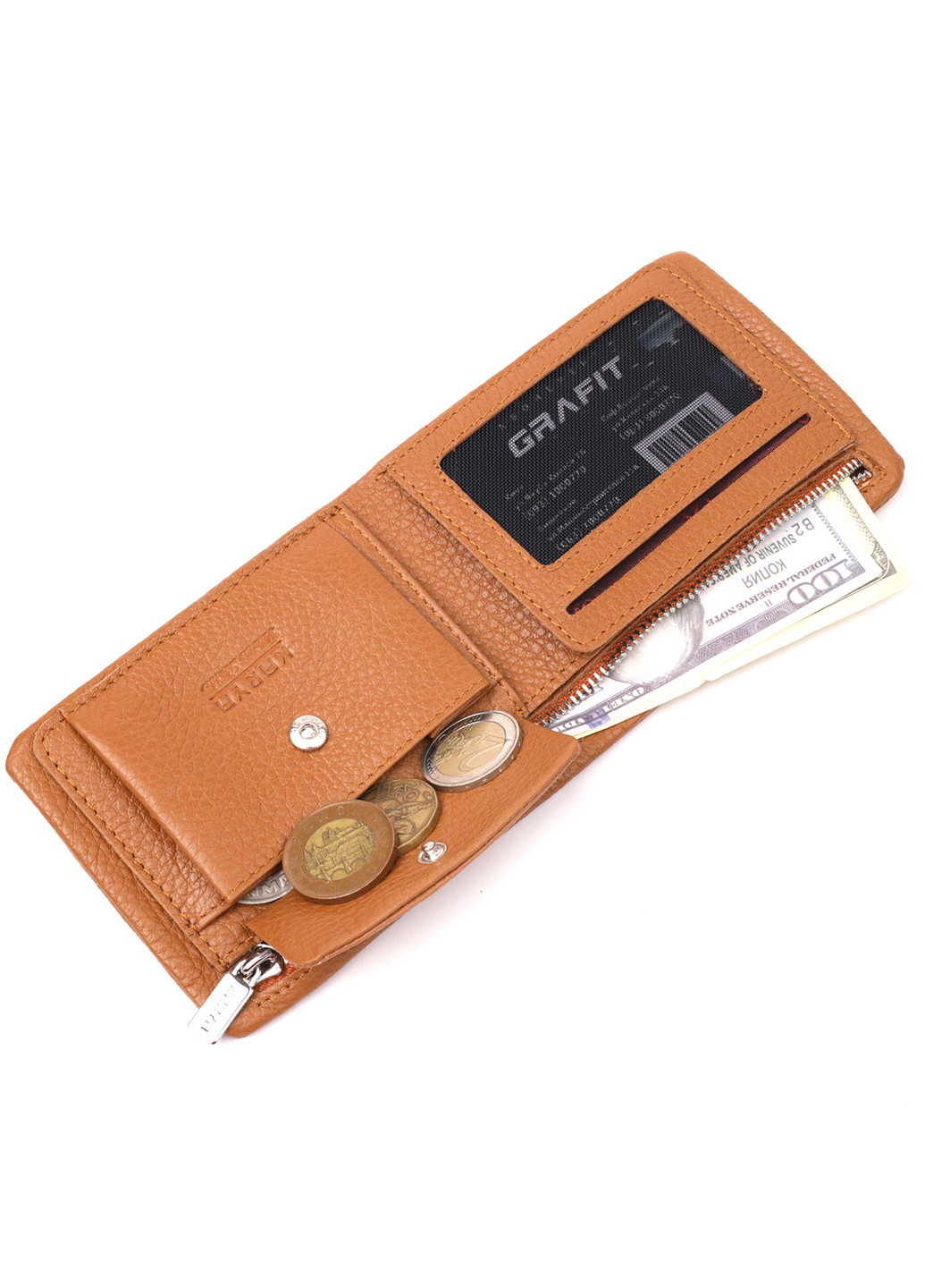 Мужское кожаное портмоне 11,5х9,2х2 см Karya (257050722)