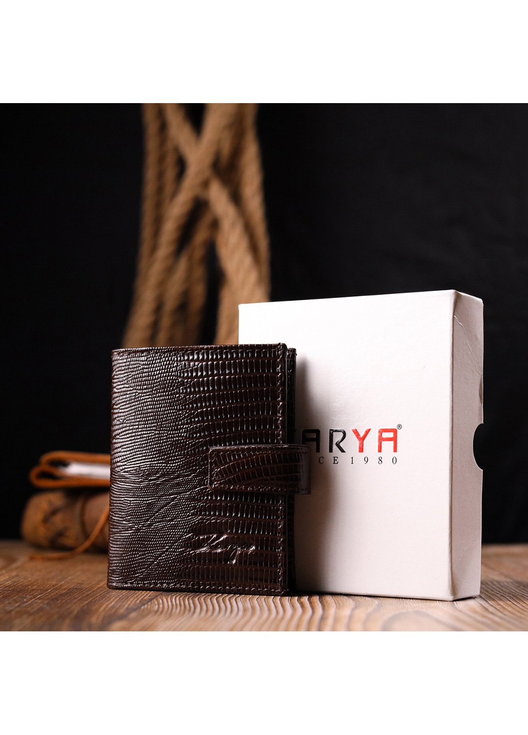 Мужской кожаный кошелек 9х10,5х2 см Karya (257048438)