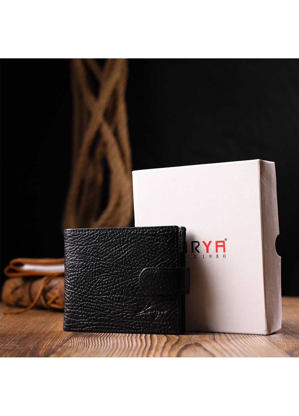 Мужской кожаный кошелек 11,5х9,5х2 см Karya (257048736)