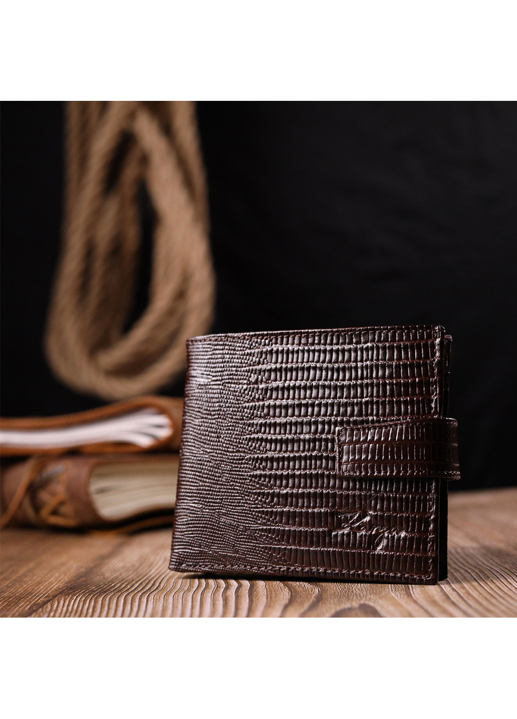 Мужской кожаный кошелек 11х9х2 см Karya (257047711)