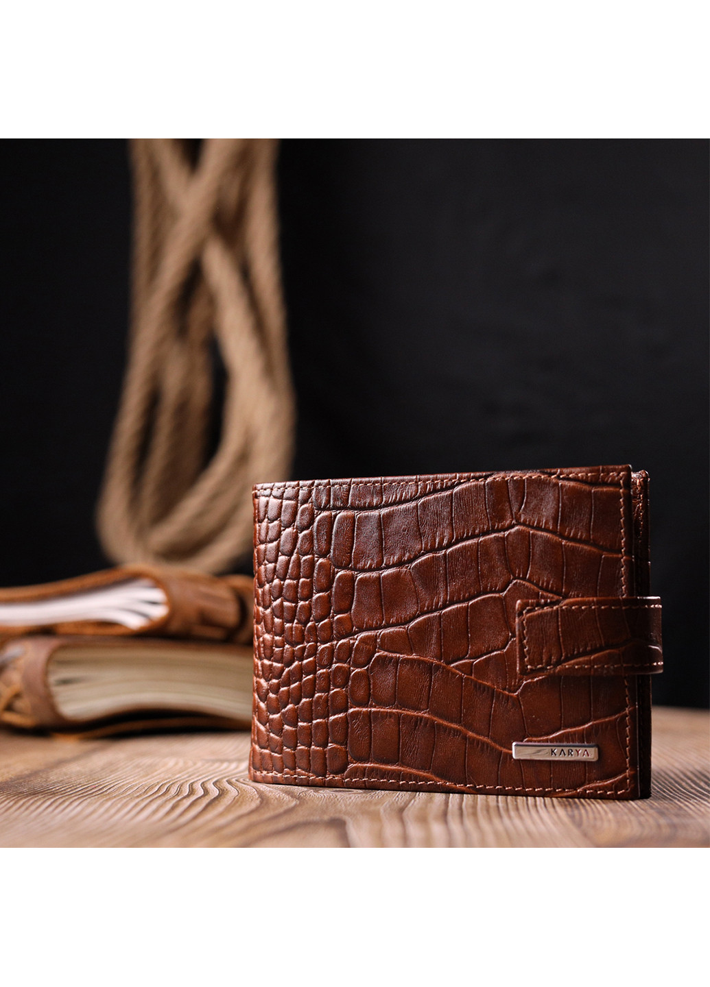 Чоловічий шкіряний гаманець 13х9,2х2 см Karya (257049541)