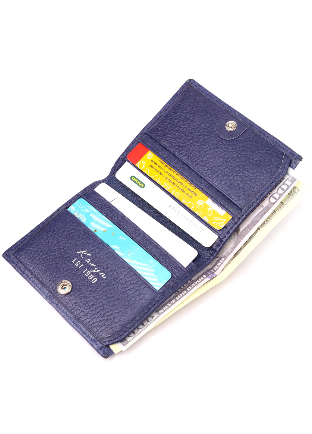 Мужской кожаный кошелек 8,5х10х1 см Karya (257048733)