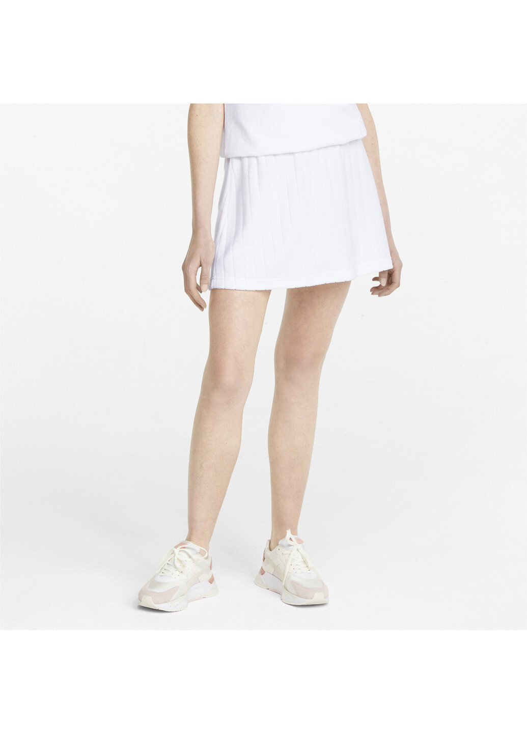Белая спортивная однотонная юбка Puma