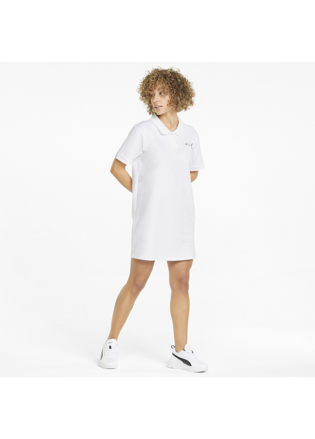 Платье Off Court Women’s Polo Dress Puma однотонная белая спортивная хлопок