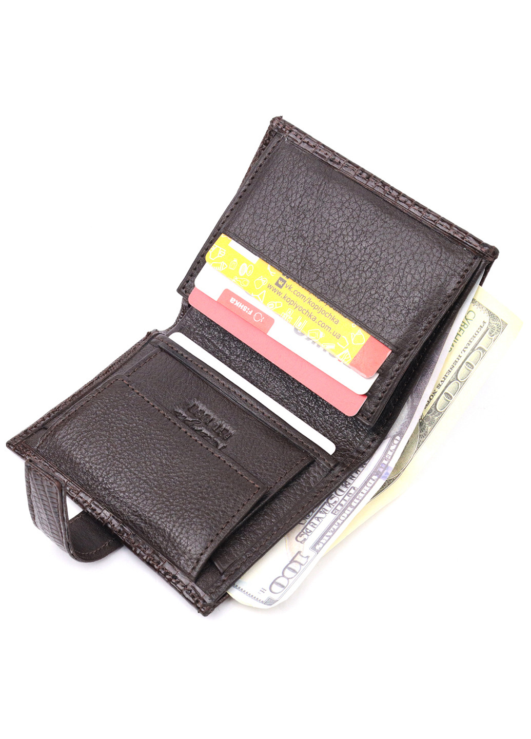 Чоловічий шкіряний гаманець 9х10,5х2 см Karya (257064127)