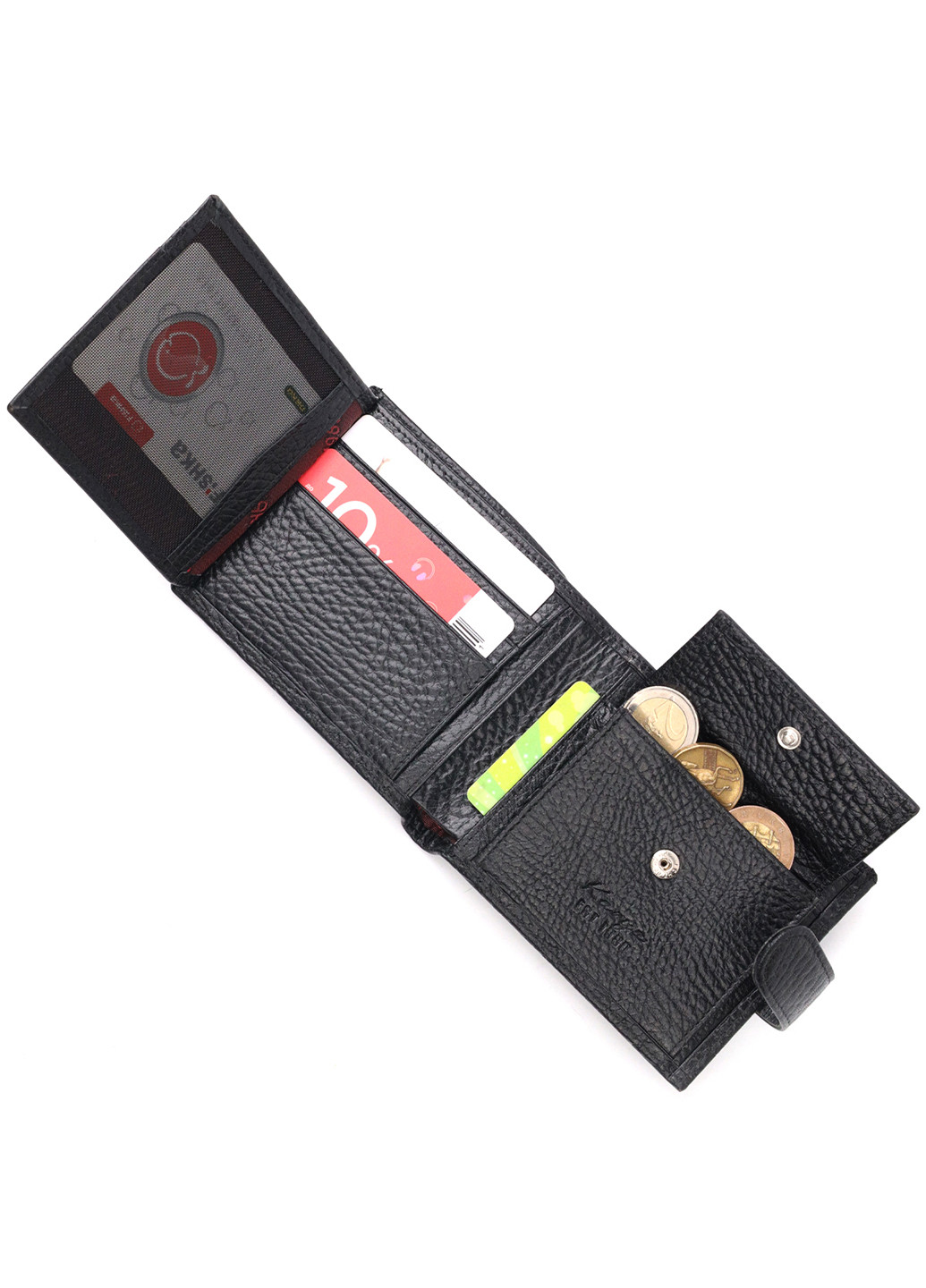 Мужской кожаный кошелек 11,5х9,5х2 см Karya (257065317)