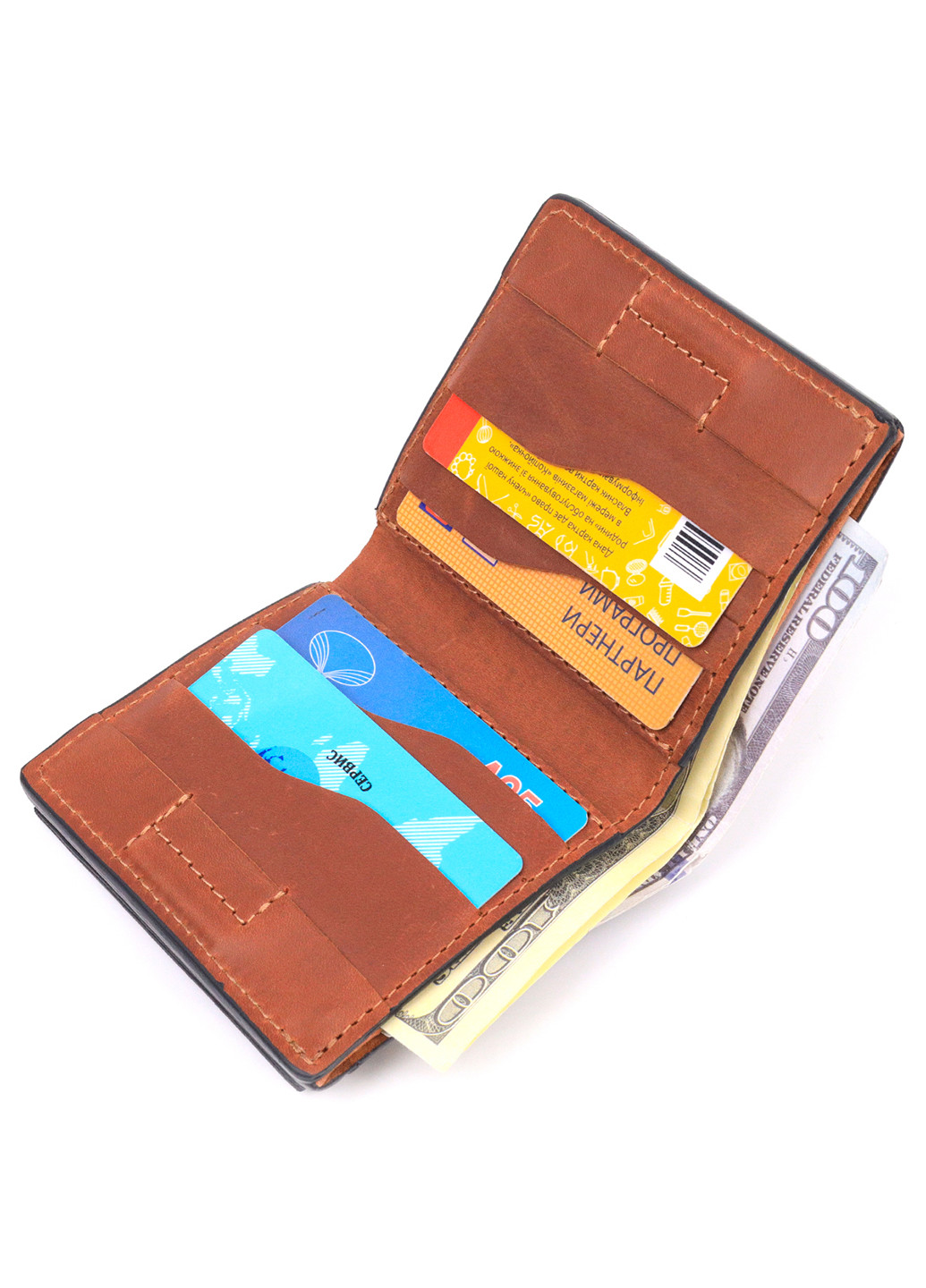 Мужской кожаный кошелек 9,5х10х1,5 см Grande Pelle (257065177)