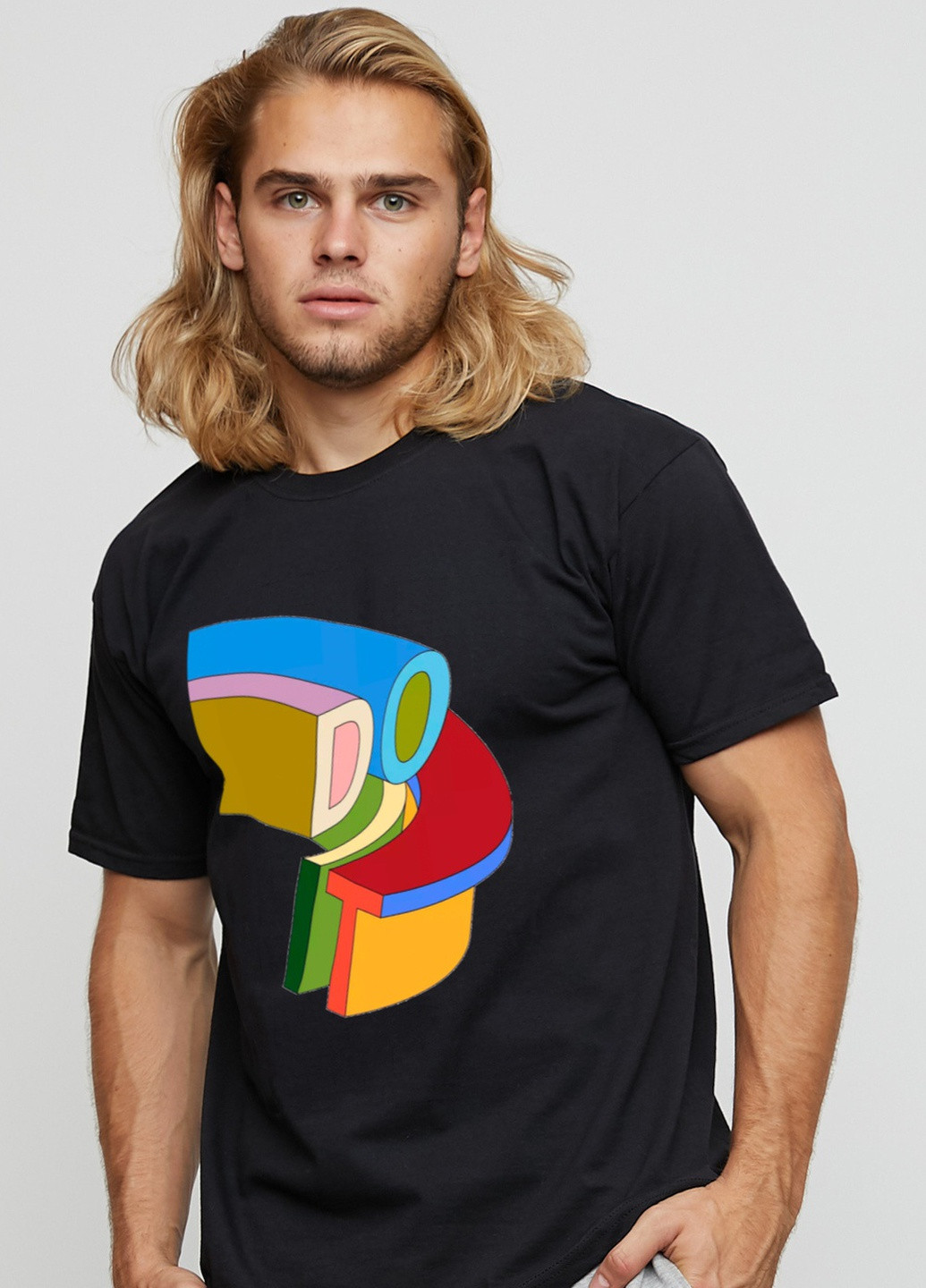 Черная футболка мужская basic черная с принтом YAPPI