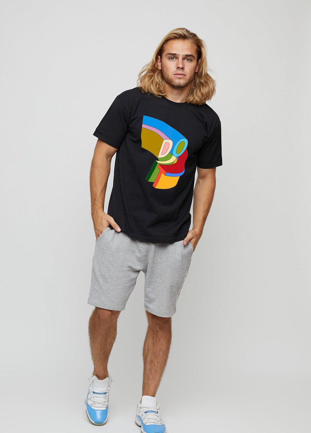 Черная футболка мужская basic черная с принтом YAPPI