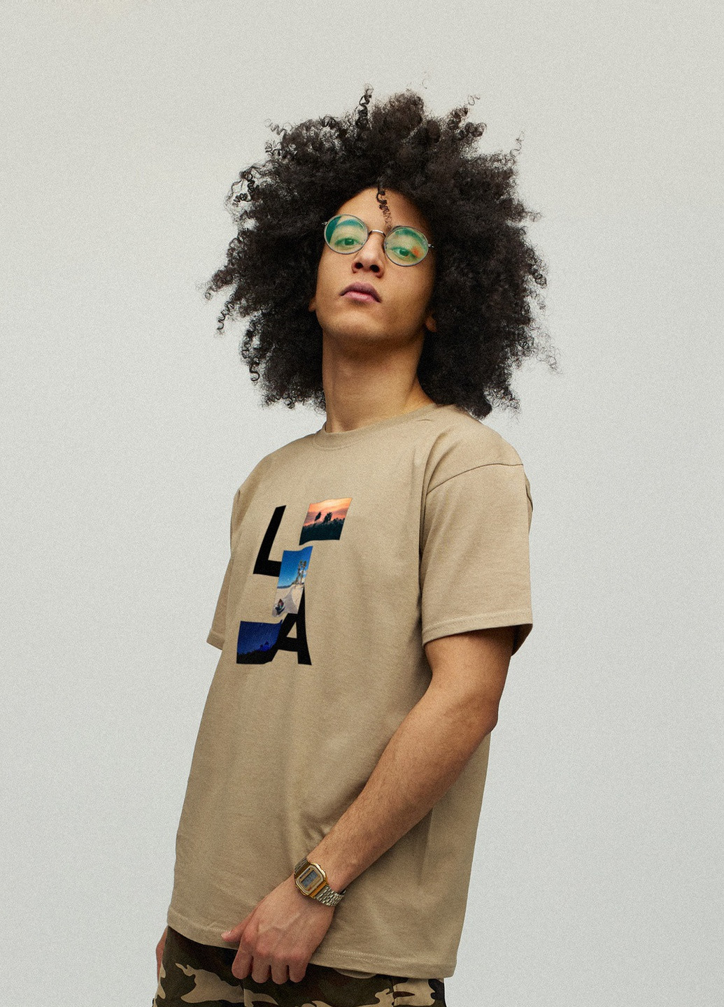 Хаки (оливковая) футболка мужcкая хаки с принтом YAPPI