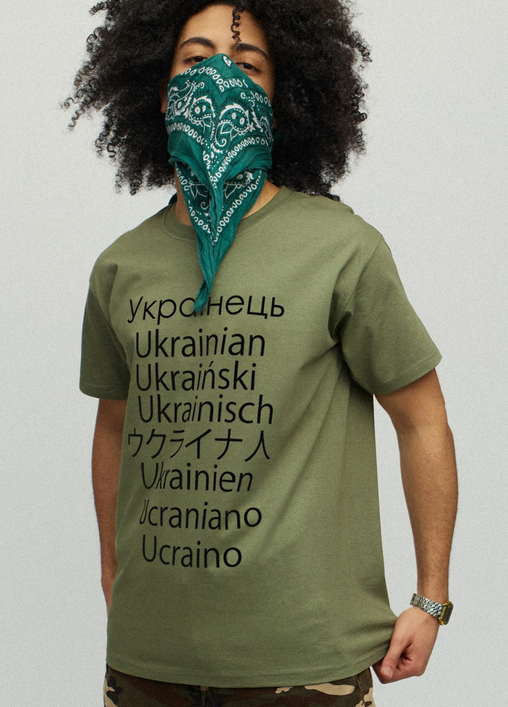 Хакі (оливкова) футболка чоловіча мілітарі з принтом YAPPI