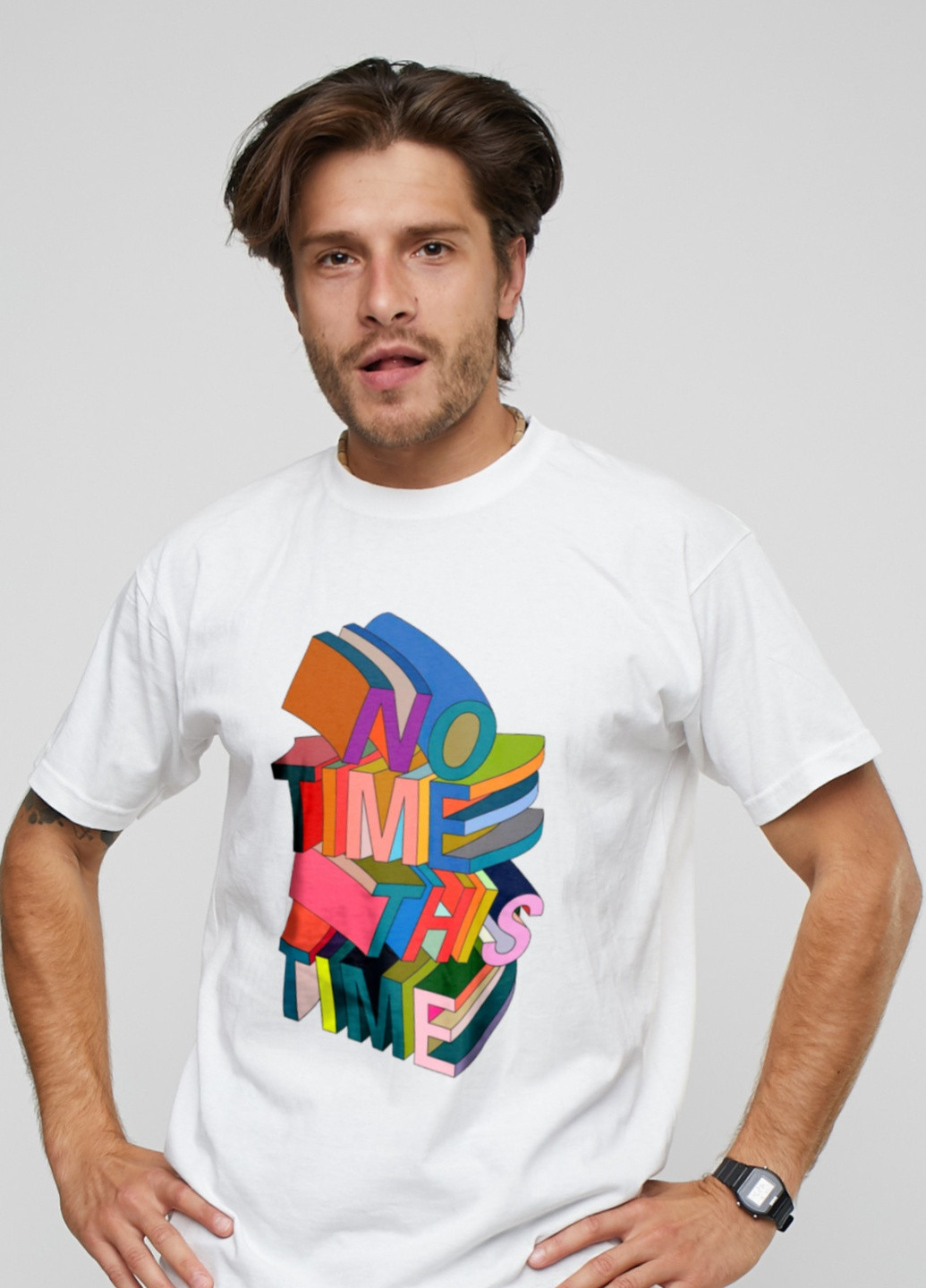 Біла футболка чоловіча з принтом біла YAPPI