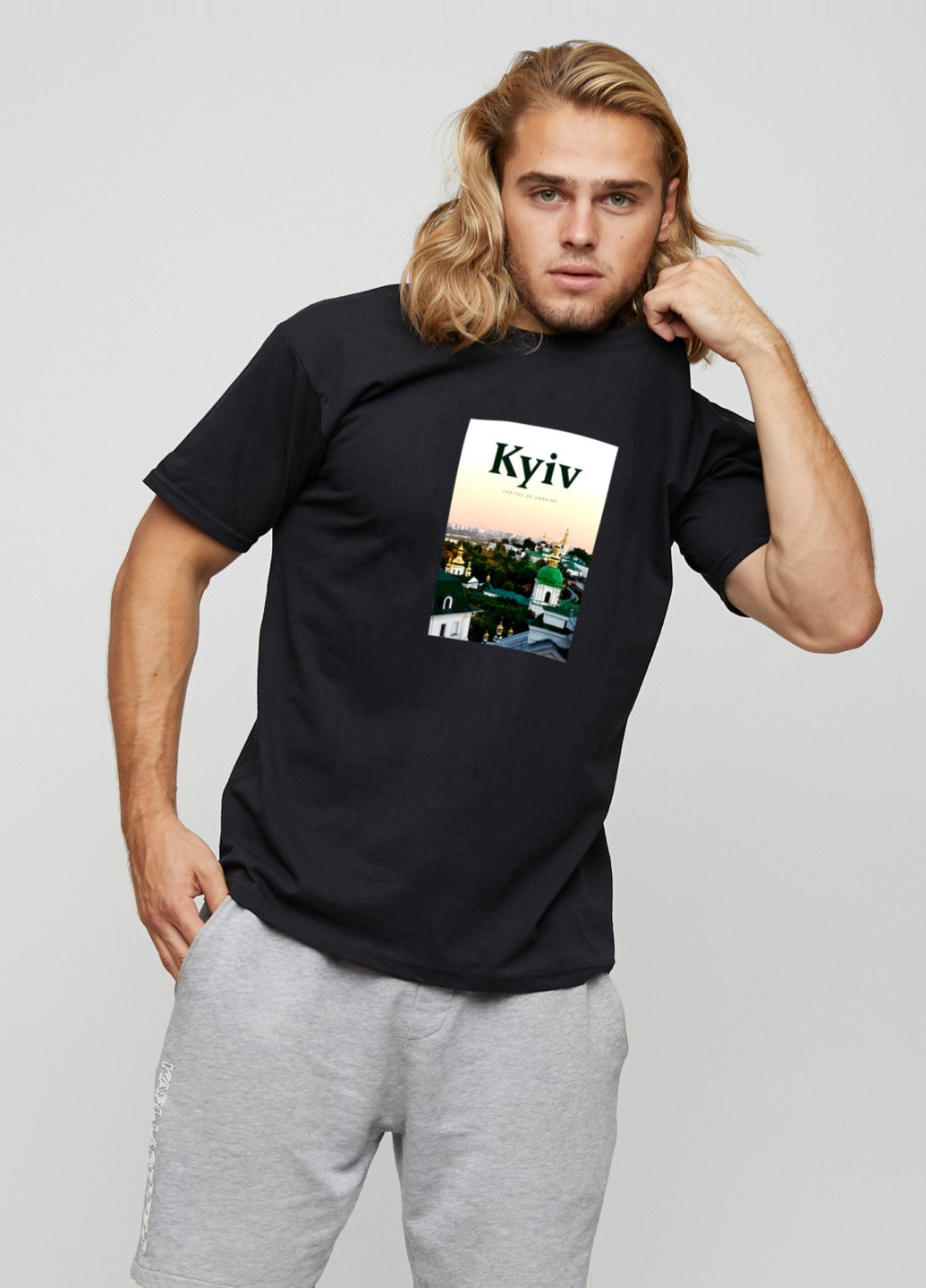 Черная футболка мужская basic черная с принтом YAPPI