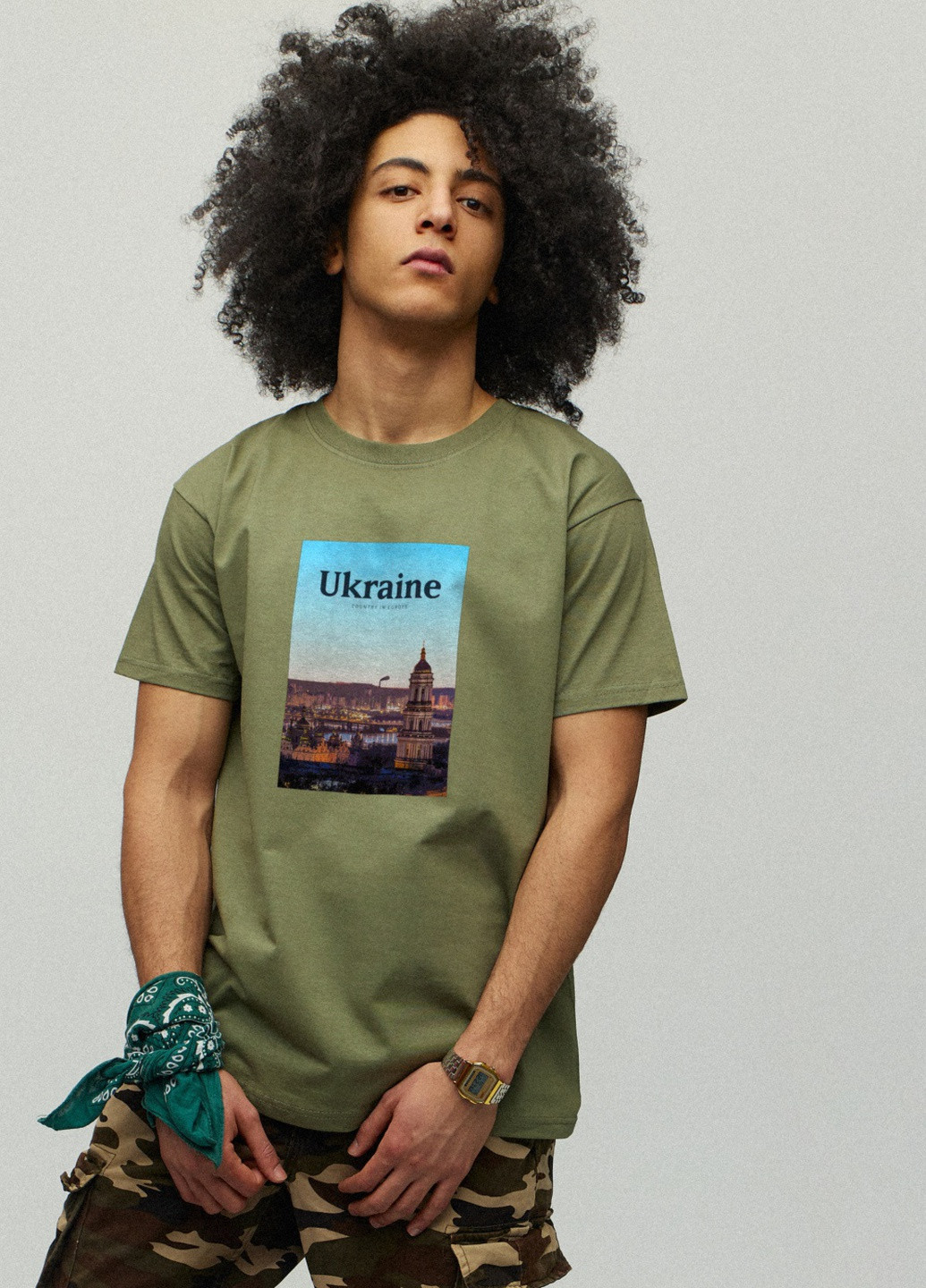 Хаки (оливковая) футболка мужская милитари с принтом YAPPI