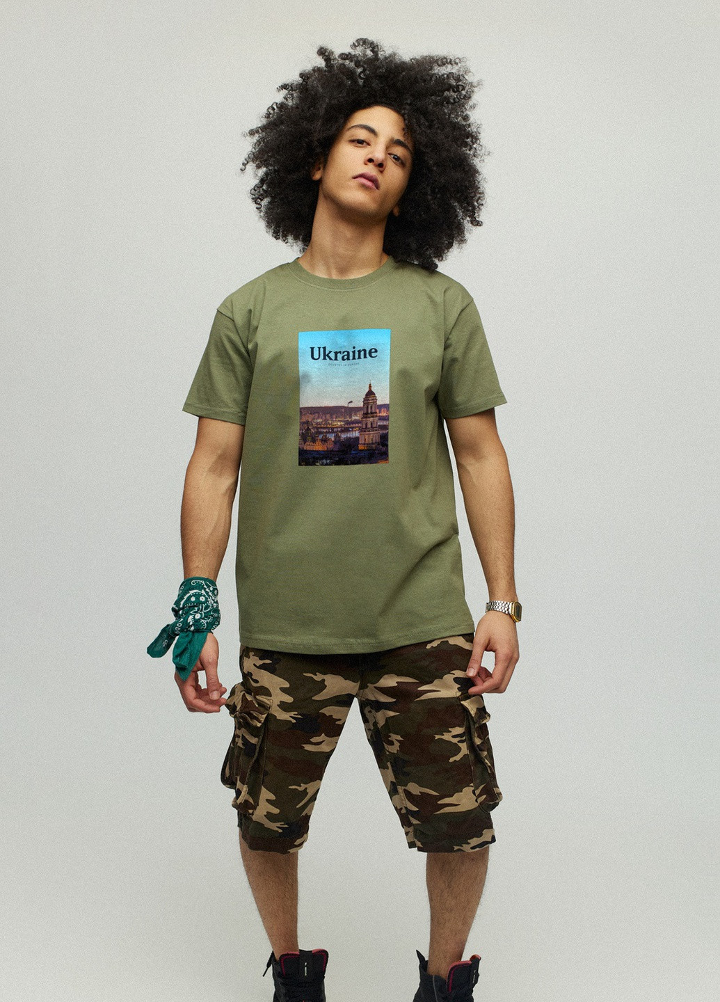 Хаки (оливковая) футболка мужская милитари с принтом YAPPI