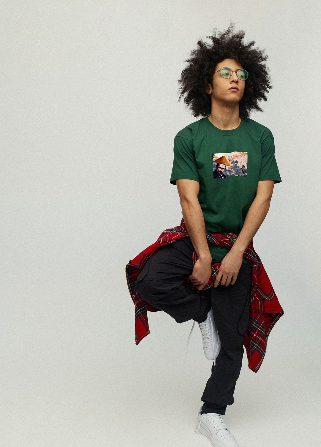 Темно-зеленая футболка мужская зеленая с принтом YAPPI