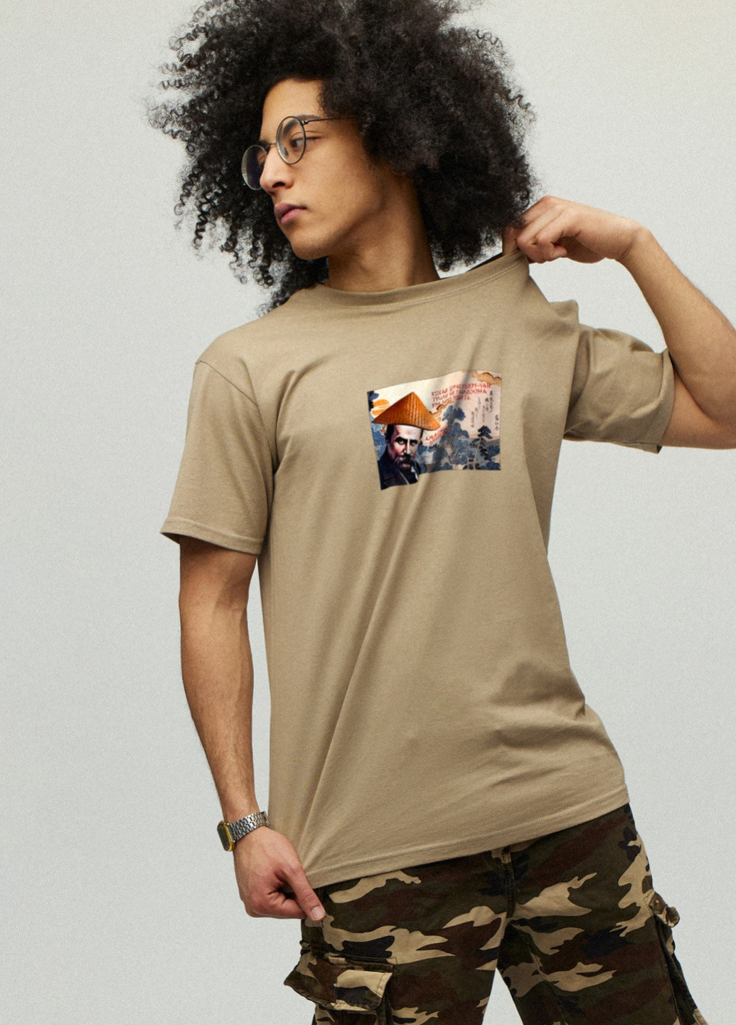 Хаки (оливковая) футболка мужcкая хаки с принтом YAPPI