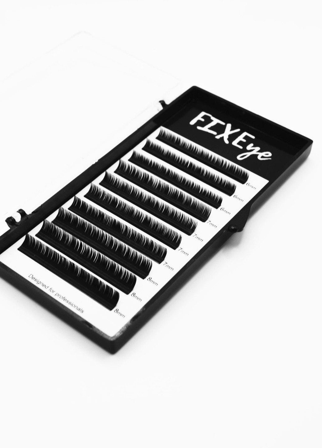 Вії для нарощування 10 ліній MIX чорні, вигин C, товщина 0.07мм, довжина 6(3)*7(4)*8(3) FIXEye HYLON LASH (257086946)