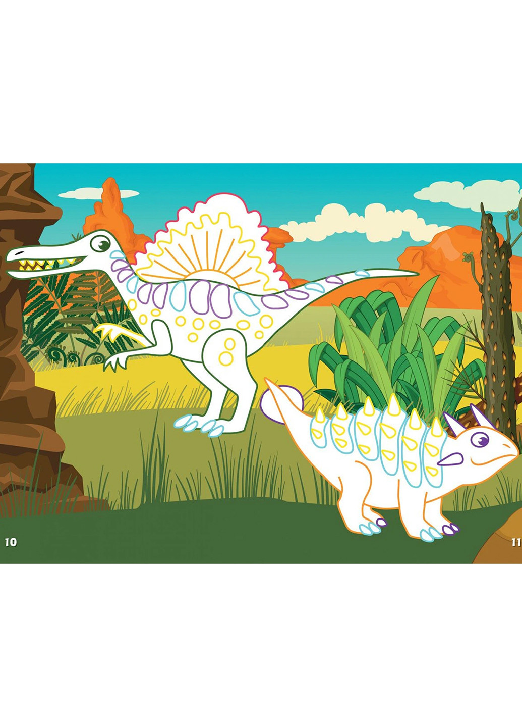 Книга Первые раскраски с цветным контуром и наклейками. Динозавры 3743 Crystal Book (257077787)