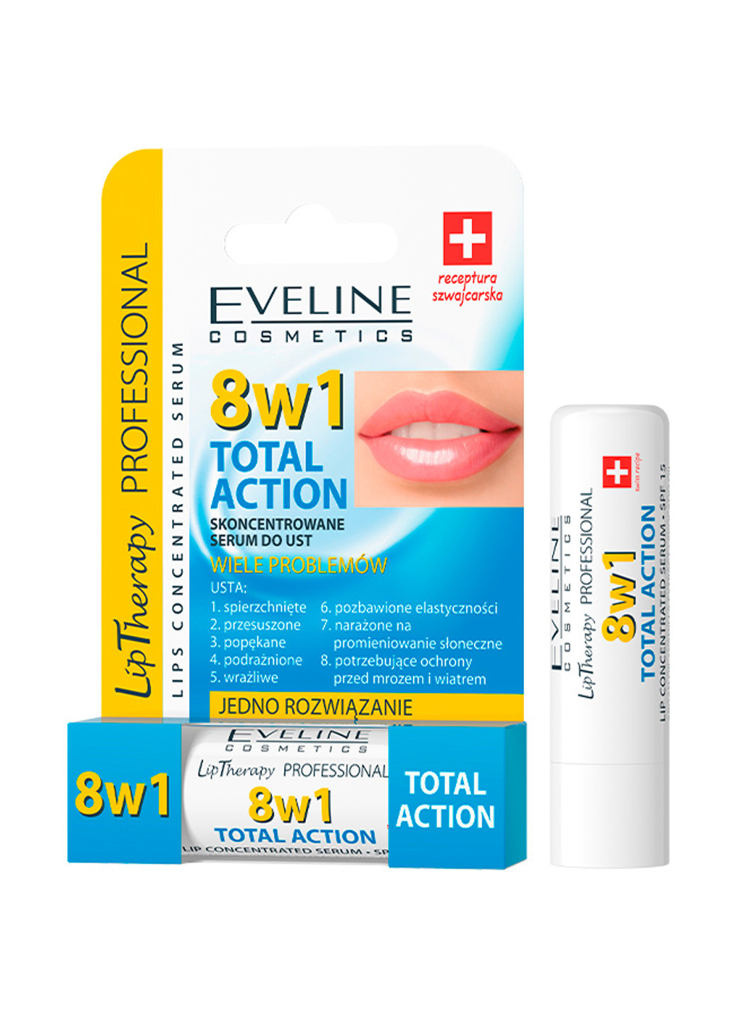 Концентрована сироватка для губ Total Action 8 в 1 серії Lip Therapy Professional 21 г Eveline Cosmetics 5901761916164 (257074994)