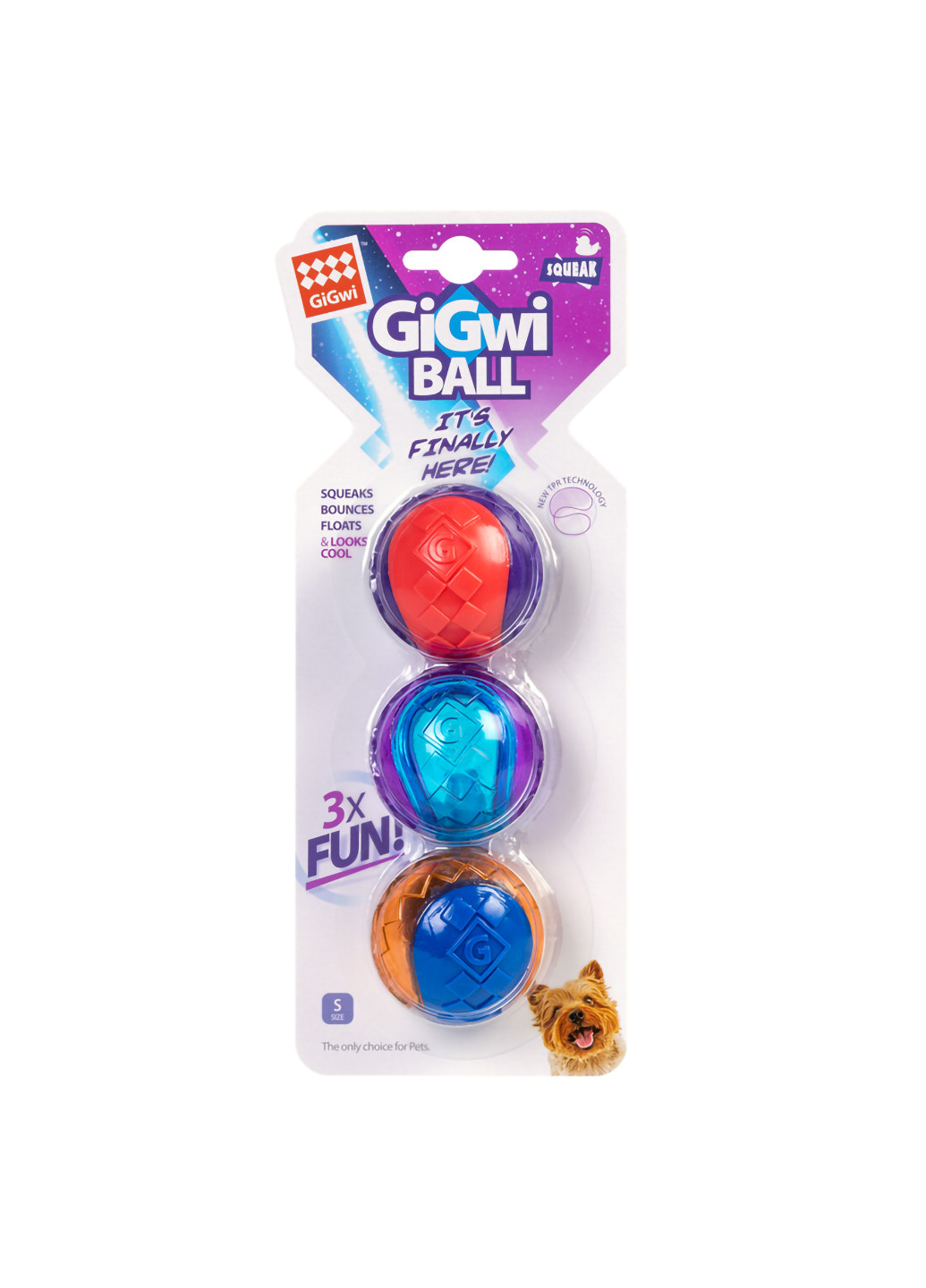 Игрушка для собак Три мяча с пищалкой 5 см GiGwi (257081976)