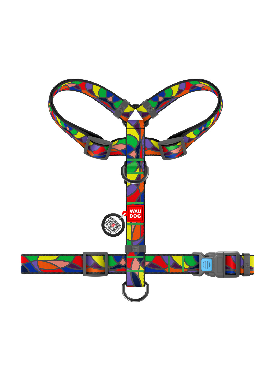 Шлея для собак анатомічний H-подібний з QR-паспортом, малюнок "Вітраж" S WAUDOG (257085545)