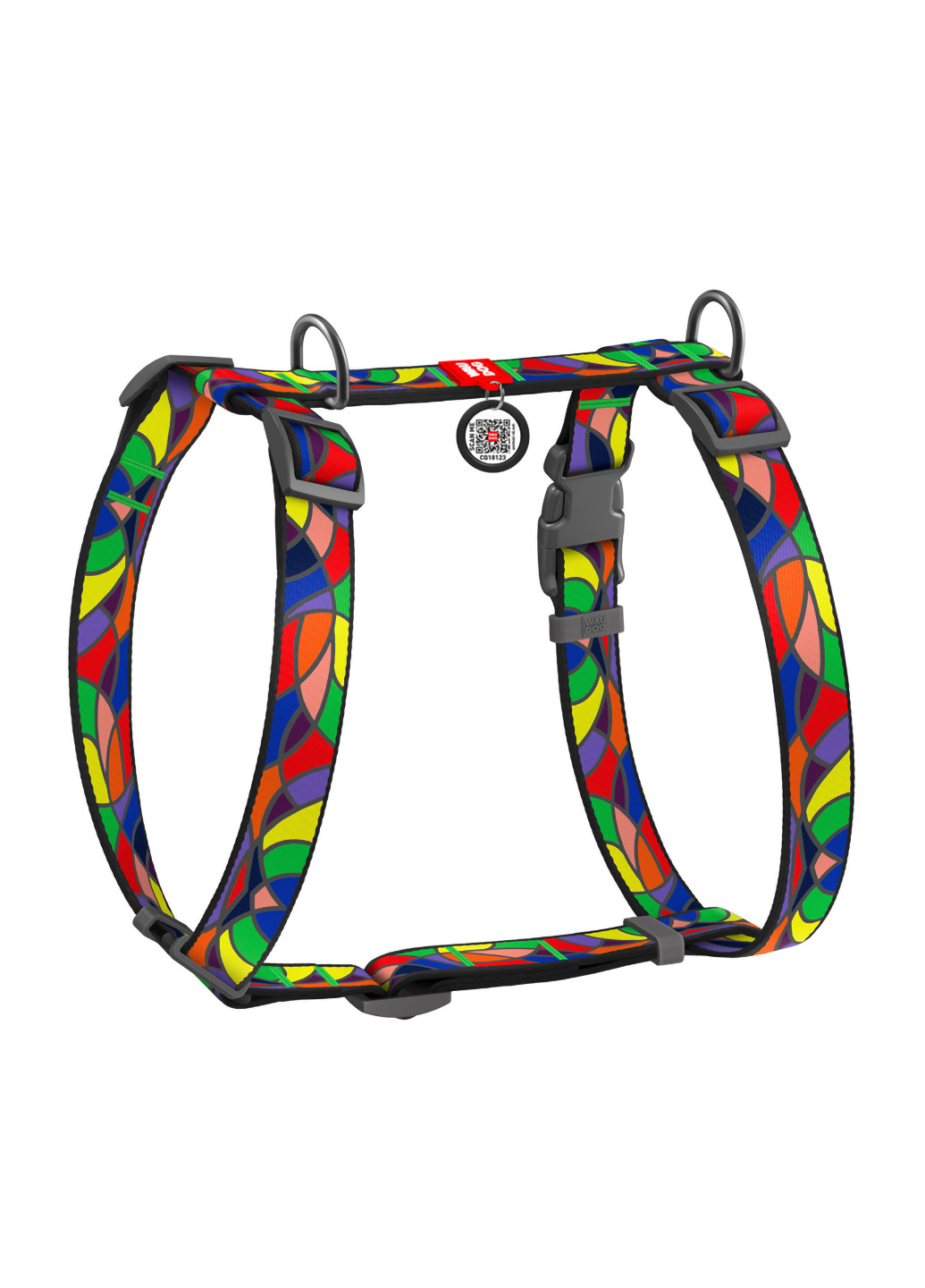 Шлея для собак анатомічний H-подібний з QR-паспортом, малюнок "Вітраж" S WAUDOG (257085545)