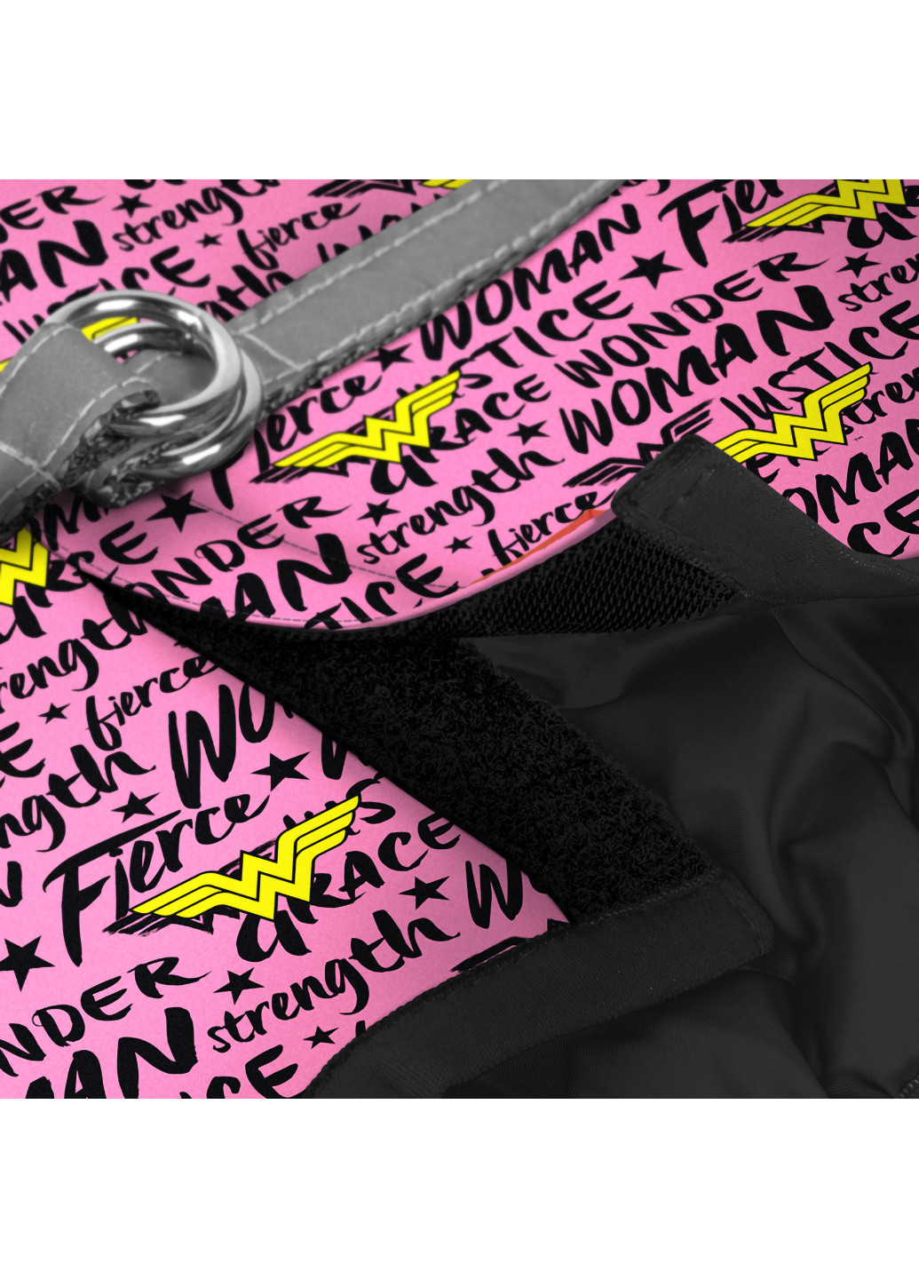 Шлея для собак м'який з QR паспортом, малюнок "Чудо-жінка в рожевому" S2 WAUDOG (257083206)